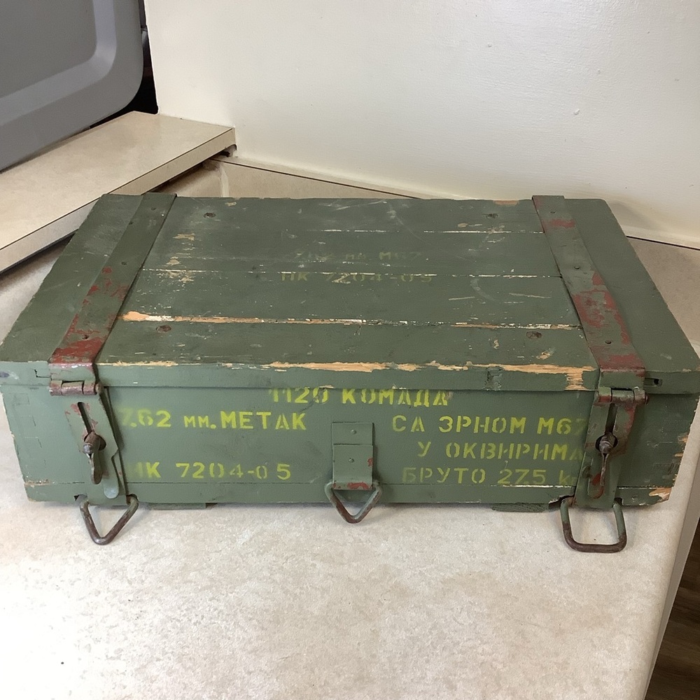 Vintage Yugoslavian Military Surplus Yugo M67 Ammo Crate / Wooden Storage Locker